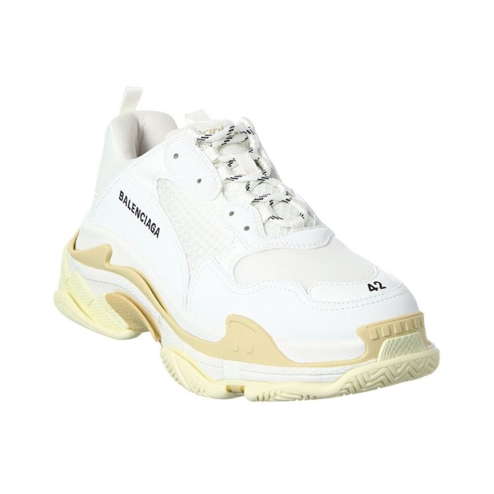 Balenciaga Triple S Leather & Canvas Sneaker, White